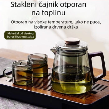 Stakleni čajnik za kućnu upotrebu, otporan na visoke temperature, sustav odvajanja čaja i vode, uredski set za čaj, čaj od cvijeća