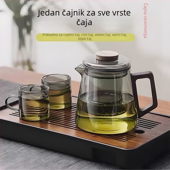 Stakleni čajnik za kućnu upotrebu, otporan na visoke temperature, sustav odvajanja čaja i vode, uredski set za čaj, čaj od cvijeća