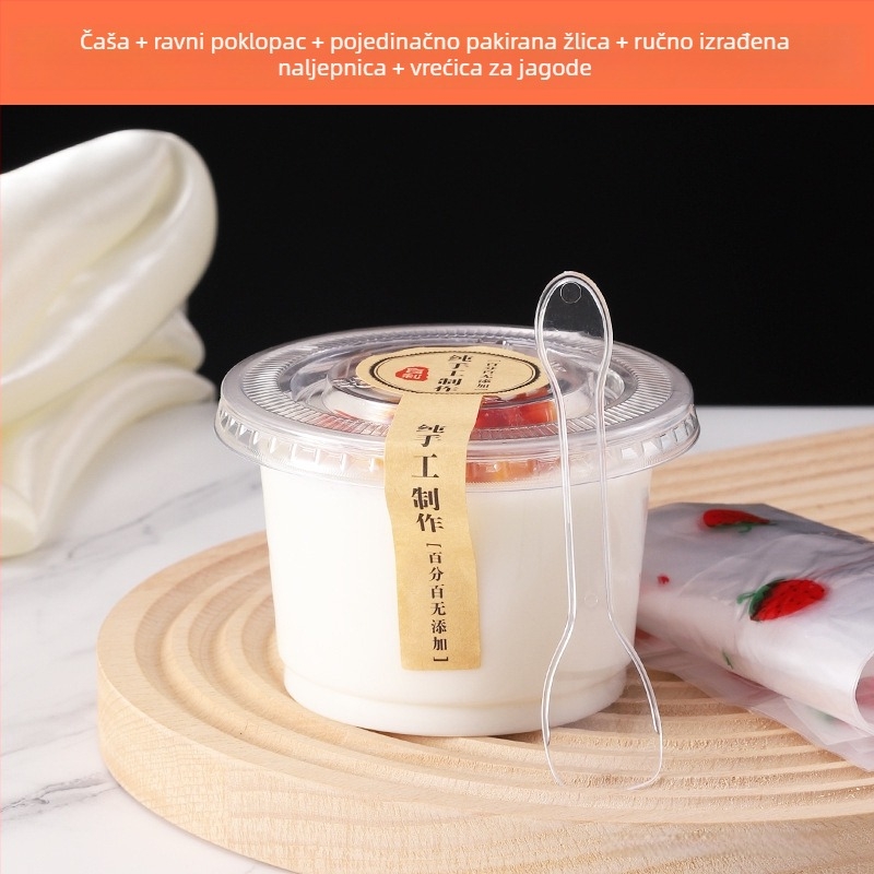 Jednokratna posuda za puding s poklopcem, pogodna za mousse i jogurt