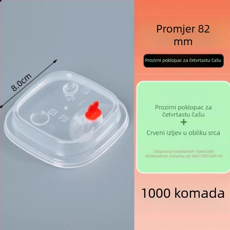 Kvadratna jednokratna čaša za čaj s mlijekom, s poklopcem, prilagodljiv logotip, čaj od limuna, kapacitet 400/500/600 ml