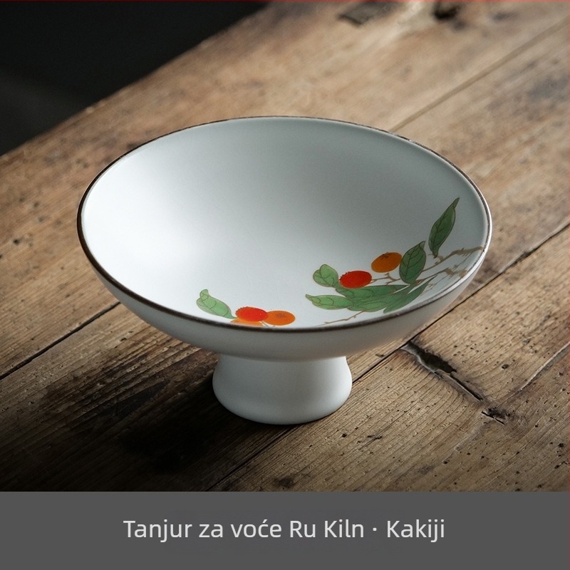 Veliki keramički tanjur Ru kiln s visokim nogama za kolače i voće, kineskog stila