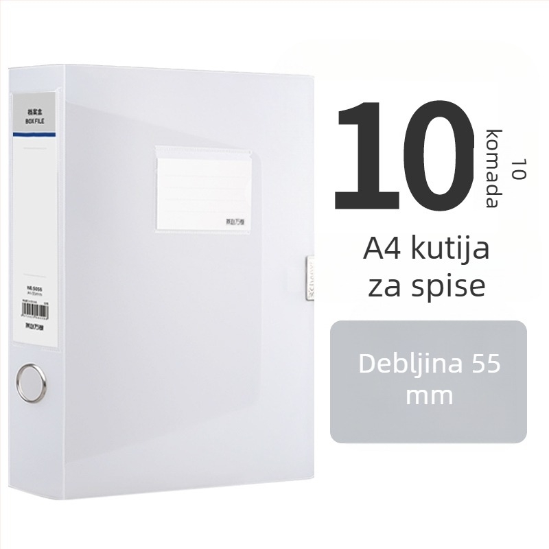 10 prozirnih kutija za dokumente, plastične kutije za pohranu, A4, 55 mm debljina, za kuću i ured, uspravna pohrana, velike veličine