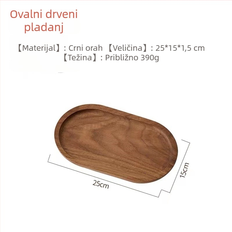 Pladanj od crnog oraha, pravokutni, japanskog stila, od masivnog drveta, za čaj i posluživanje