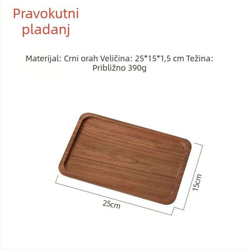Pladanj od crnog oraha, pravokutni, japanskog stila, od masivnog drveta, za čaj i posluživanje