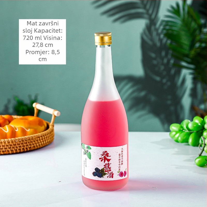 Prozirna staklena boca za voćno vino s matnim zatvaranjem, pogodna za kućnu proizvodnju voćnog vina i porcioniranje