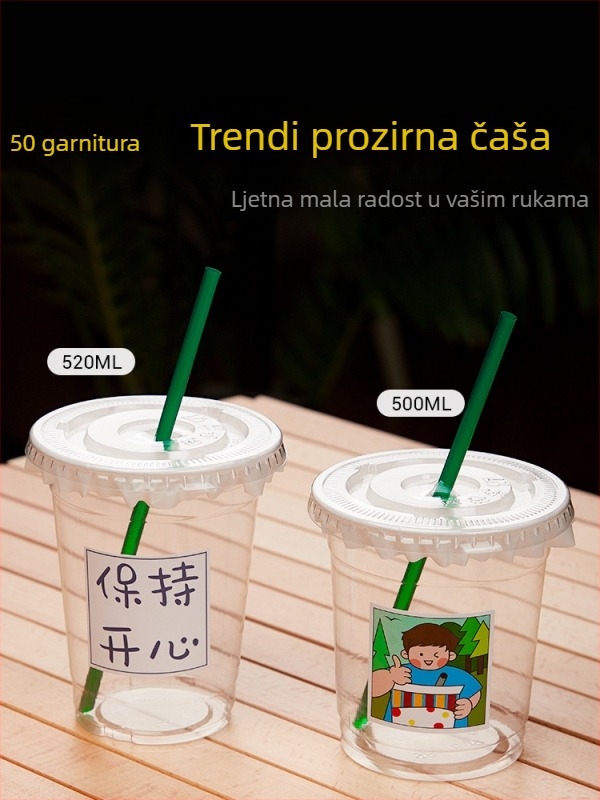 Jednokratna čašica za napitke s poklopcem – za sokove, mliječni čaj i juha od mung graha