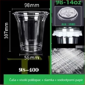 Šalica za kavu od debelog PET plasta s poklopcem, za limun čaj i hladna pića; pogodna za dom, ured ili štand