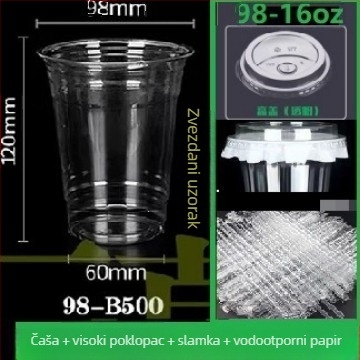 Šalica za kavu od debelog PET plasta s poklopcem, za limun čaj i hladna pića; pogodna za dom, ured ili štand
