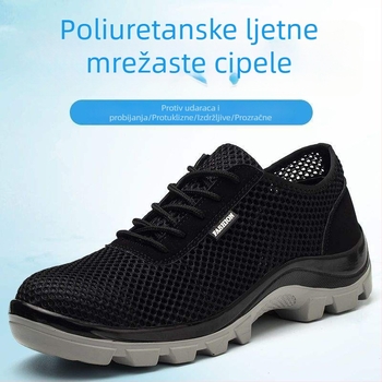 Muške zaštitne radne cipele s čeličnim prstom, otporne na udarce i proboj, prozračne ljeti, anti‑miris, lagane, izdržljive i protuklizne