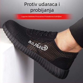 Muške zaštitne radne cipele s čeličnim prstom, otporne na udarce i proboj, prozračne ljeti, anti‑miris, lagane, izdržljive i protuklizne
