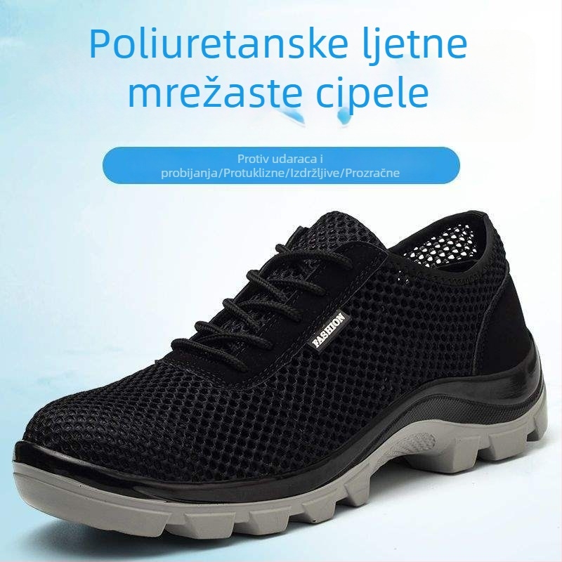 Muške zaštitne radne cipele s čeličnim prstom, otporne na udarce i proboj, prozračne ljeti, anti‑miris, lagane, izdržljive i protuklizne