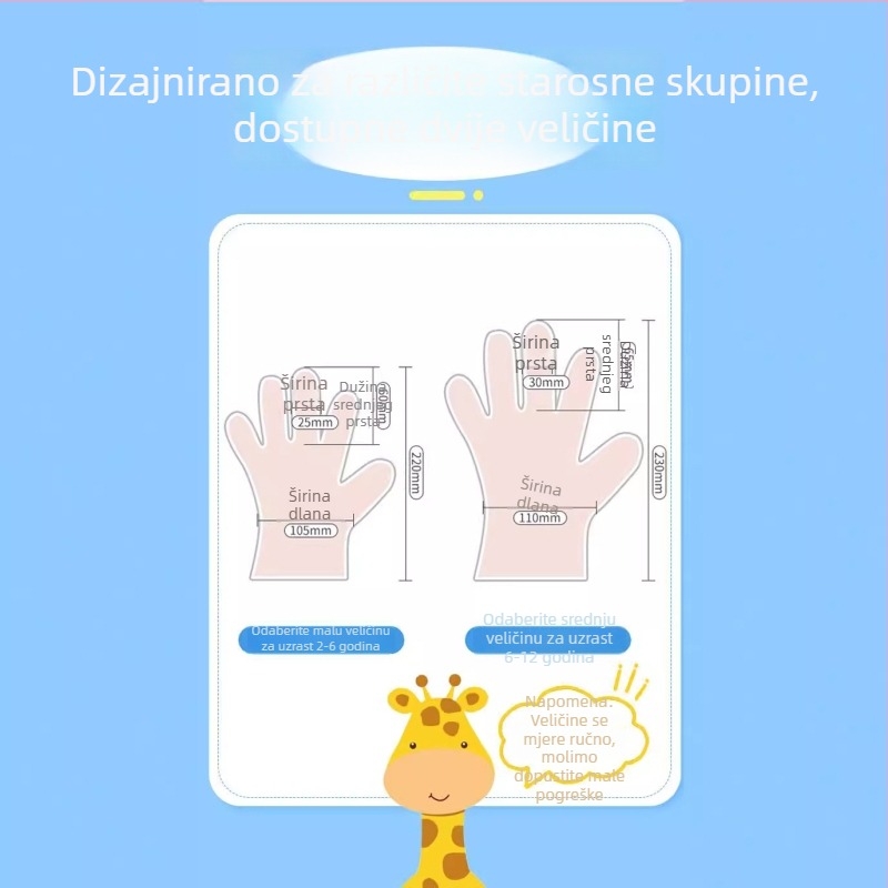 Dječje jednokratne rukavice, prehrambene kvalitete, deblje, individualno pakirane, simpatičan karikatura dizajn, PE materijal