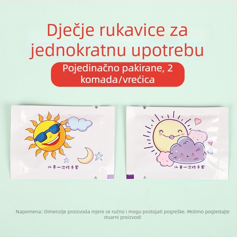 Dječje jednokratne rukavice, prehrambene kvalitete, deblje, individualno pakirane, simpatičan karikatura dizajn, PE materijal