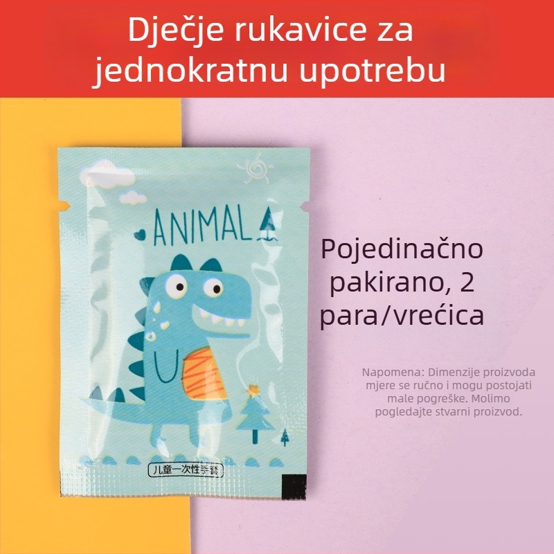 Dječje jednokratne rukavice, prehrambene kvalitete, deblje, individualno pakirane, simpatičan karikatura dizajn, PE materijal