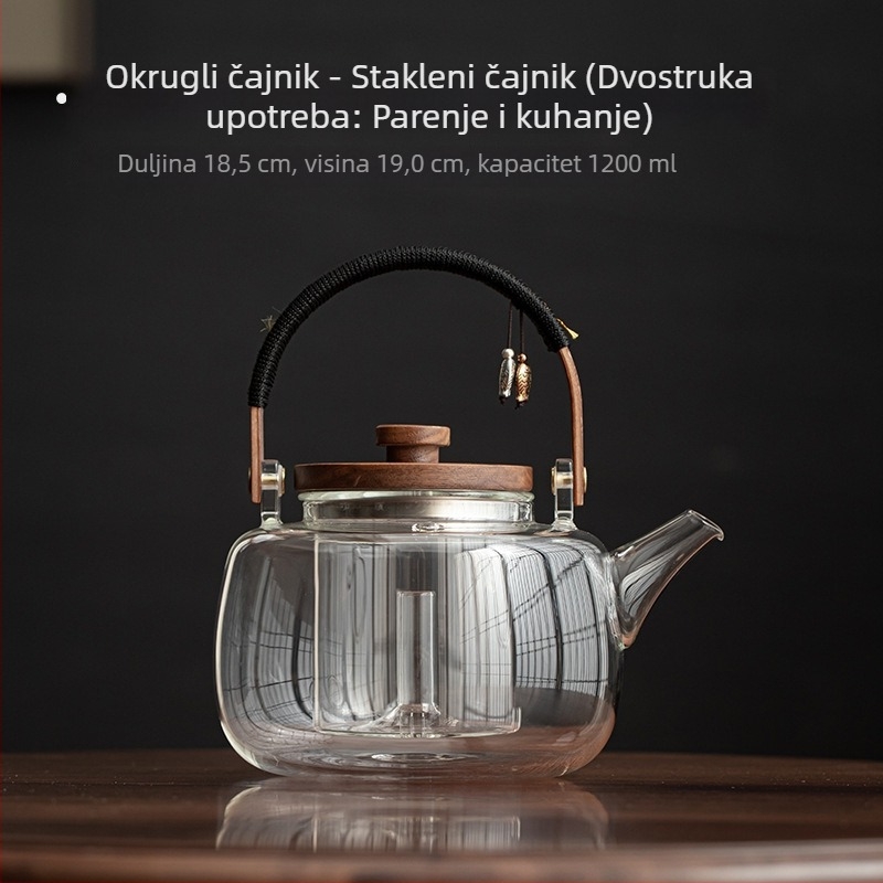 Stakleni čajnik s držačem u obliku luka, za parenje i kuhanje čaja, uredska upotreba, kompatibilan s električnim keramičkim štednjakom
