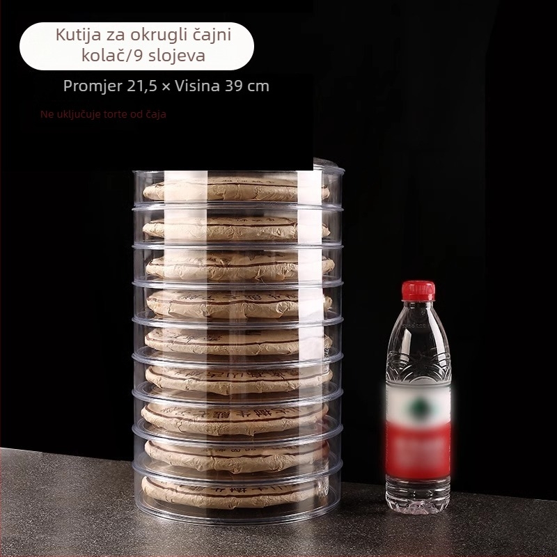 Kutija za prikaz Pu'er čajnih pločica, prozirna plastična držač, hermetična posuda za čajne listiće, višeslojni organizator