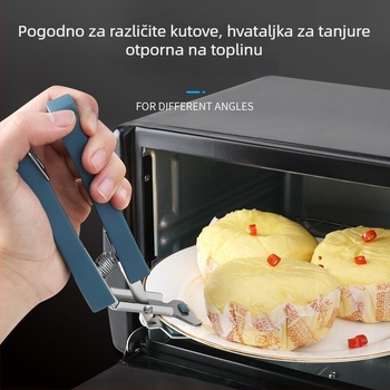 Nerđajući čelični protuklizni klip s silikoniziranom rukavicom otpornom na visoke temperature za podizanje zdjela, posuda za kuhanje na paru i pladnjeva
