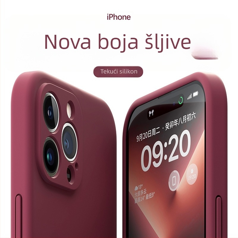 Maska od tekućeg silikona za iPhone — minimalistička mekana zaštita, otpornost na padove, potpuno prekrivanje