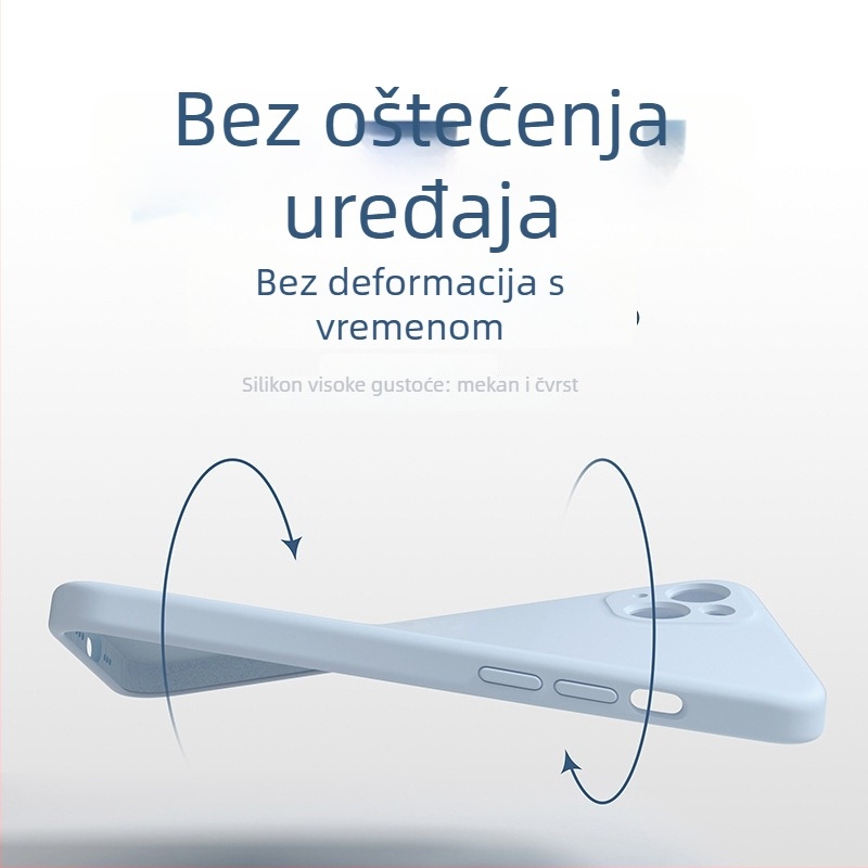 Maska od tekućeg silikona za iPhone — minimalistička mekana zaštita, otpornost na padove, potpuno prekrivanje