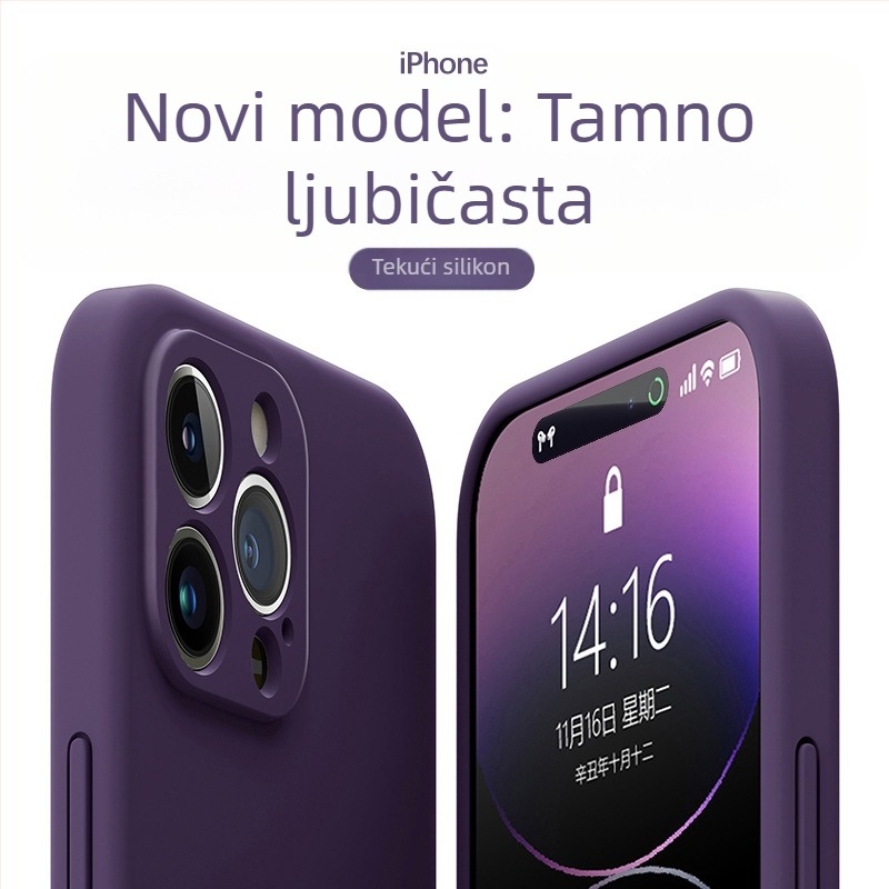 Maska od tekućeg silikona za iPhone — minimalistička mekana zaštita, otpornost na padove, potpuno prekrivanje