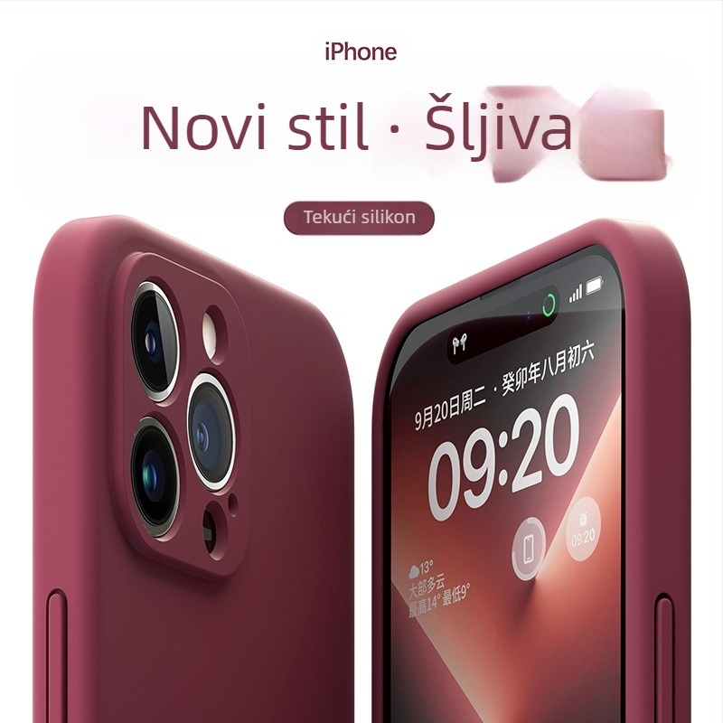 Maska od tekućeg silikona za iPhone — minimalistička mekana zaštita, otpornost na padove, potpuno prekrivanje