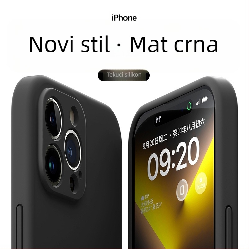 Maska od tekućeg silikona za iPhone — minimalistička mekana zaštita, otpornost na padove, potpuno prekrivanje