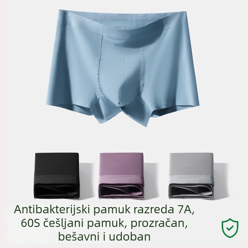 Muške bokserice od pamuka, velike veličine, prozračne, antibakterijske, srednjeg visine struka, bezšivne