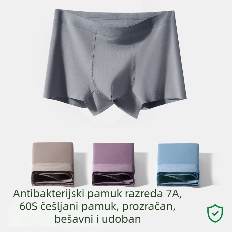 Muške bokserice od pamuka, velike veličine, prozračne, antibakterijske, srednjeg visine struka, bezšivne
