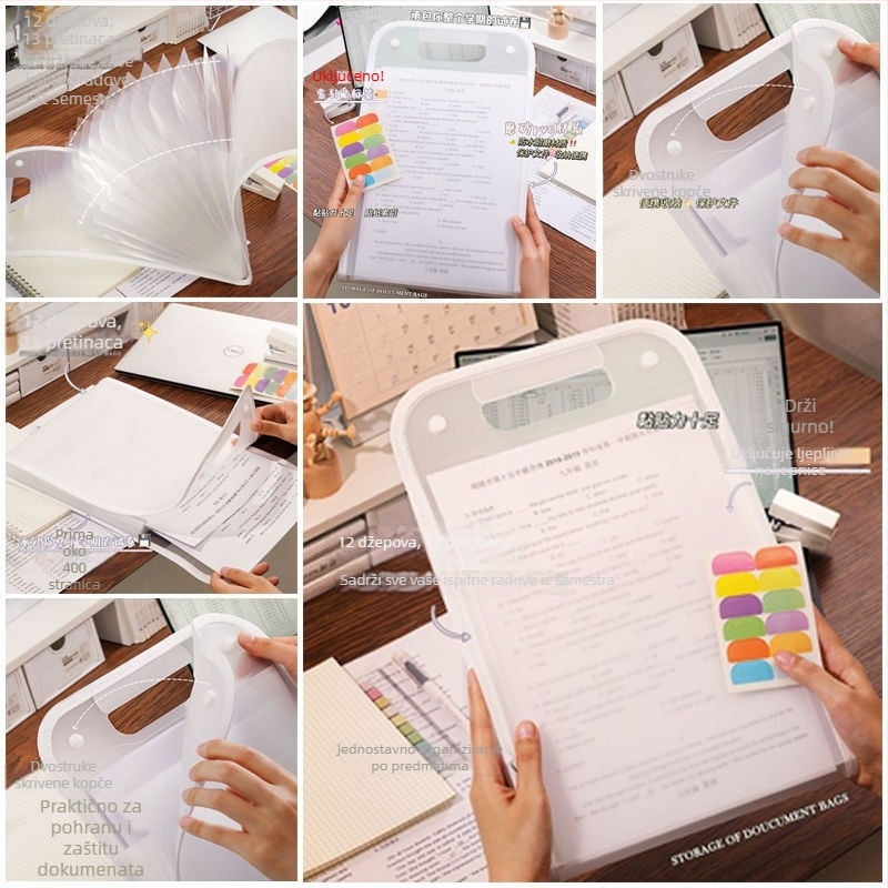 A4 prijenosni folder za dokumente s elegantnim dizajnom – višeslojni akordeonski organizator velike kapacitete za studentske materijale