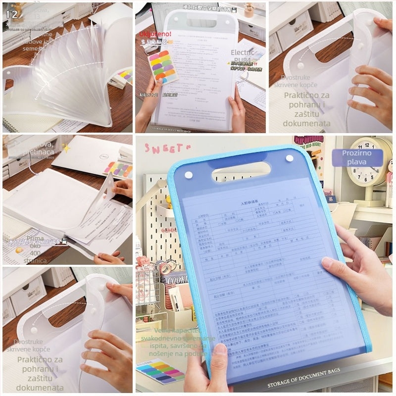 A4 prijenosni folder za dokumente s elegantnim dizajnom – višeslojni akordeonski organizator velike kapacitete za studentske materijale