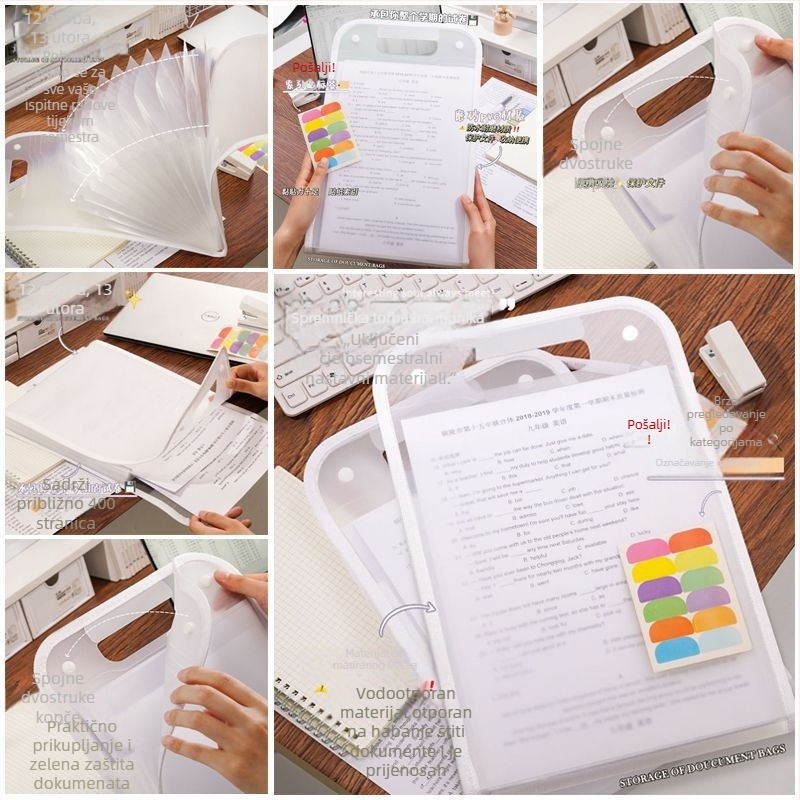 A4 prijenosni folder za dokumente s elegantnim dizajnom – višeslojni akordeonski organizator velike kapacitete za studentske materijale