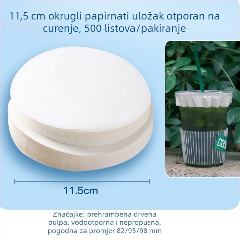 Jednokratna prozirna navlaka za čašu s toplinskom izolacijom i protiv prolivanja, papirna podloga za čaj s mlijekom i kavom