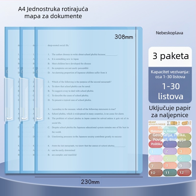 A3 dvostruki okretni klip za papir, A4 folder za pohranu papira sa bočnim kopčom