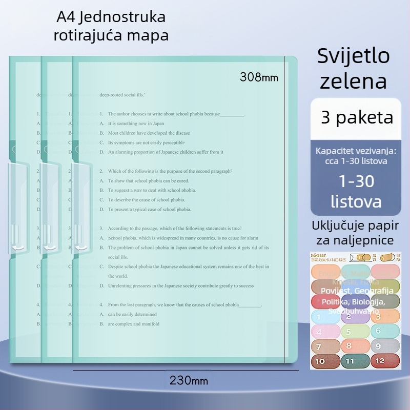 A3 dvostruki okretni klip za papir, A4 folder za pohranu papira sa bočnim kopčom