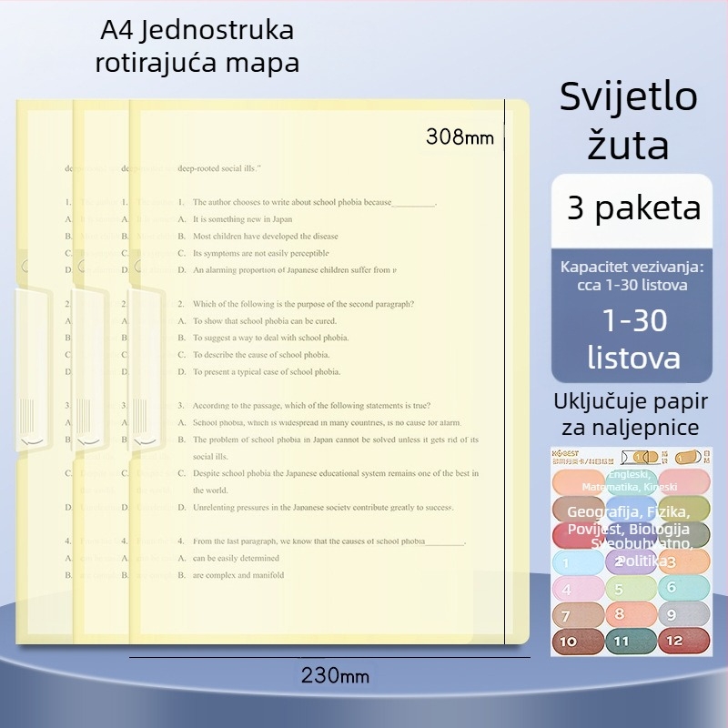 A3 dvostruki okretni klip za papir, A4 folder za pohranu papira sa bočnim kopčom