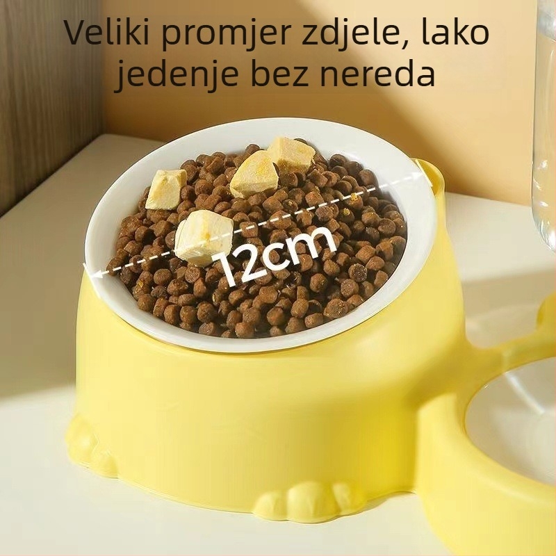 Automatska posuda za vodu i višefunkcionalna posuda za hranu za mačke, protiv proklizavanja i potpora vrata