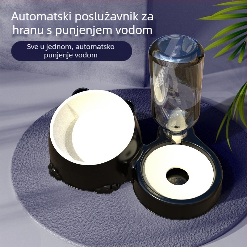 Automatska posuda za vodu i višefunkcionalna posuda za hranu za mačke, protiv proklizavanja i potpora vrata