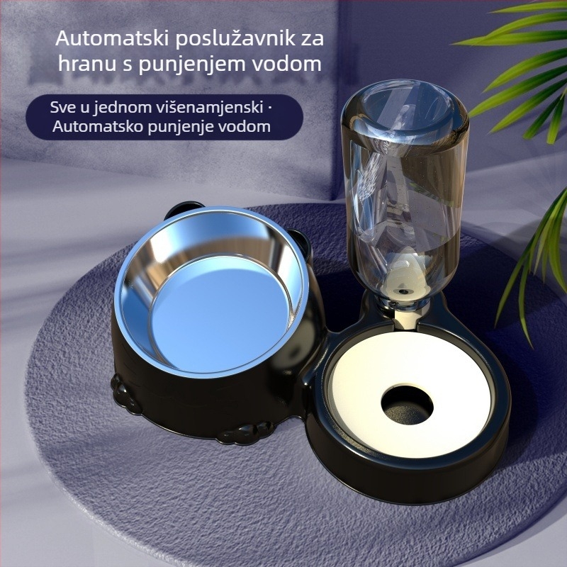 Automatska posuda za vodu i višefunkcionalna posuda za hranu za mačke, protiv proklizavanja i potpora vrata