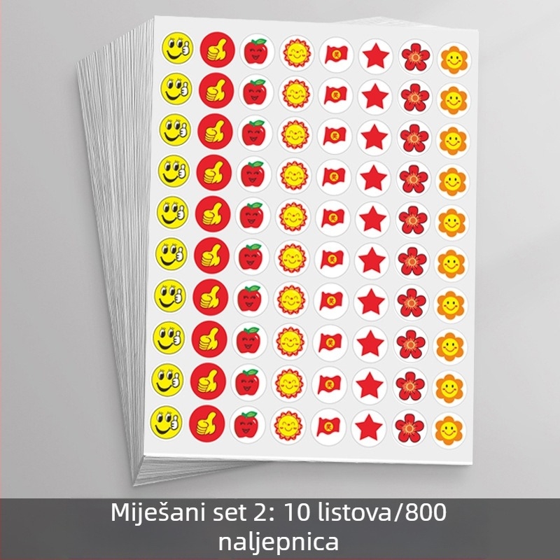 Dječje nagrađivačke naljepnice za vrtić – osmijeh, zvijezde i palac gore