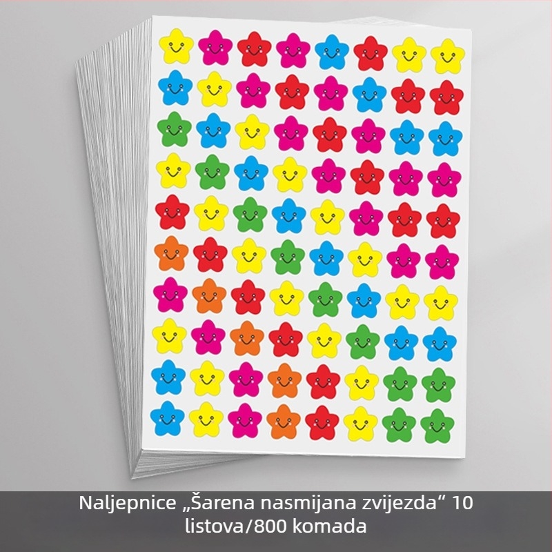 Dječje nagrađivačke naljepnice za vrtić – osmijeh, zvijezde i palac gore