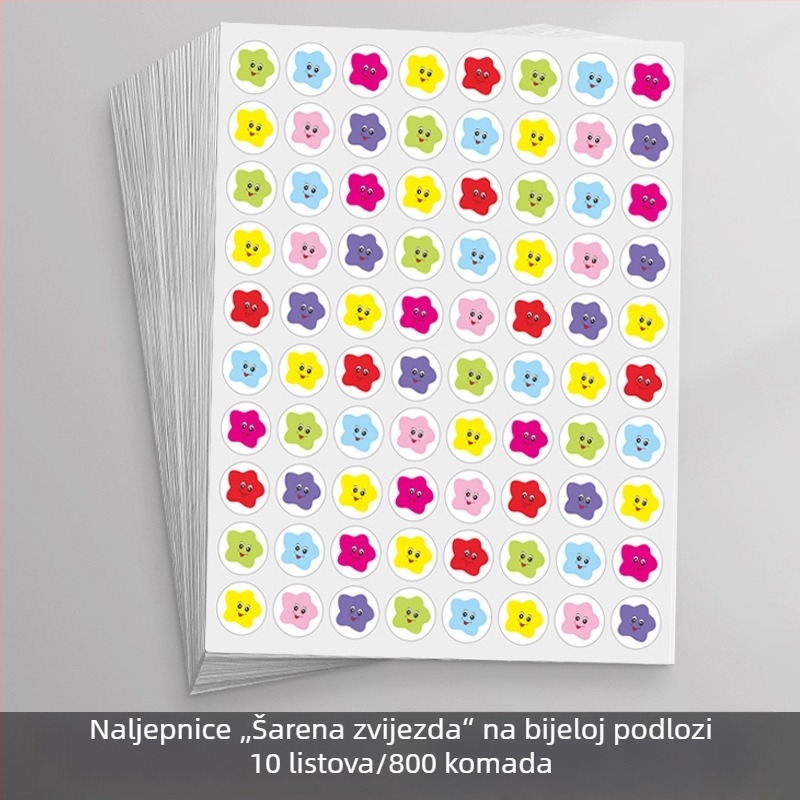Dječje nagrađivačke naljepnice za vrtić – osmijeh, zvijezde i palac gore