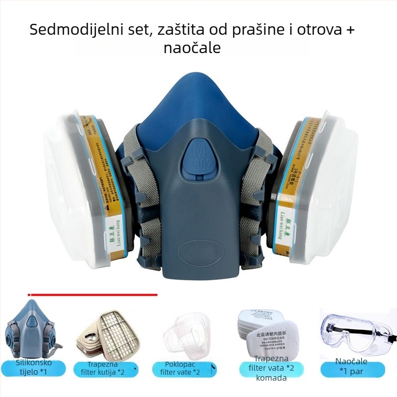 7502 silikonska polumaske za zaštitu od prašine i toksičnih okolina — za bojanje, dekoriranje, kemijske radove i zavarivanje.