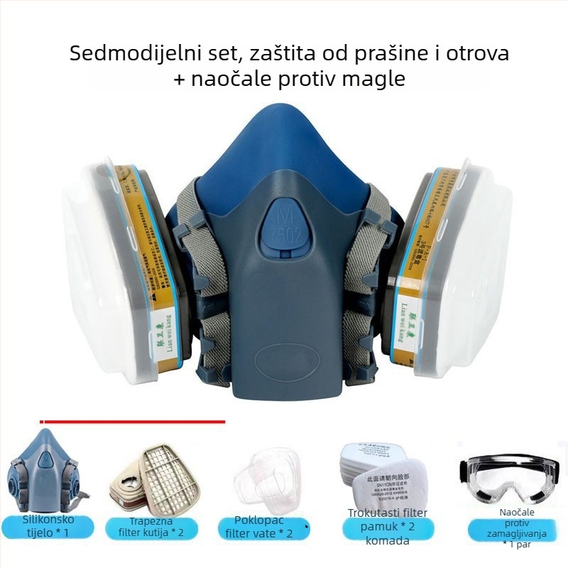 7502 silikonska polumaske za zaštitu od prašine i toksičnih okolina — za bojanje, dekoriranje, kemijske radove i zavarivanje.