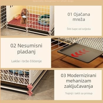 Kavez za male pse – Teddy i Bichon Frisé, protiv bijega, za unutarnju upotrebu, zatvoren i prozračan s integriranim toaletom