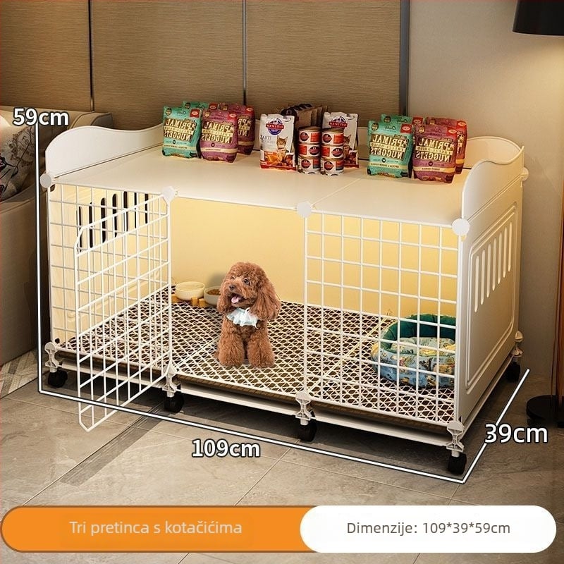 Kavez za male pse – Teddy i Bichon Frisé, protiv bijega, za unutarnju upotrebu, zatvoren i prozračan s integriranim toaletom