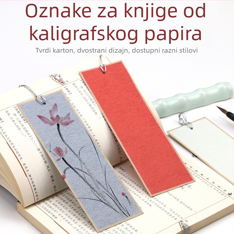 Oznake za knjige u antičkom stilu s praznim papirom za kaligrafiju, za crtanje perom i kistom, s resicama