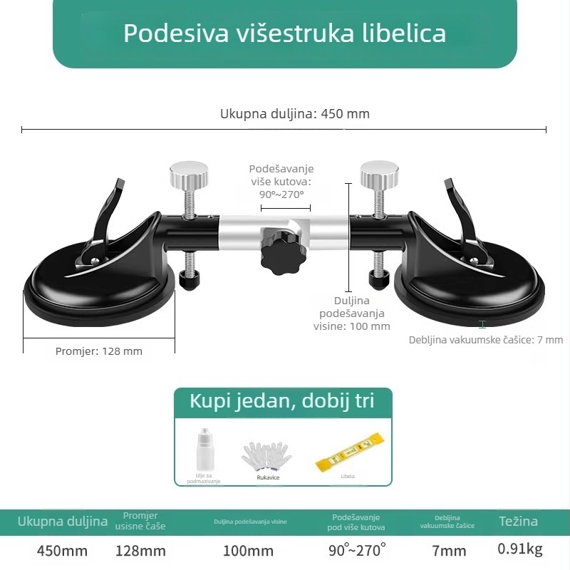 Alat za poravnavanje i spajanje kamenen pločica s usisnim čašama – za kvarcne i mermer pločice