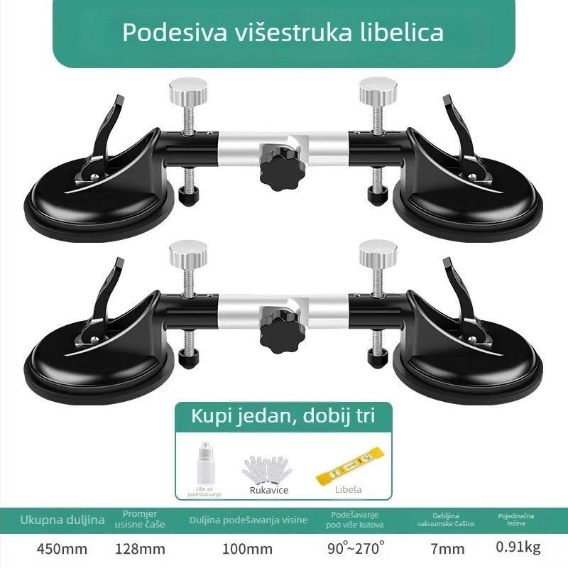 Alat za poravnavanje i spajanje kamenen pločica s usisnim čašama – za kvarcne i mermer pločice