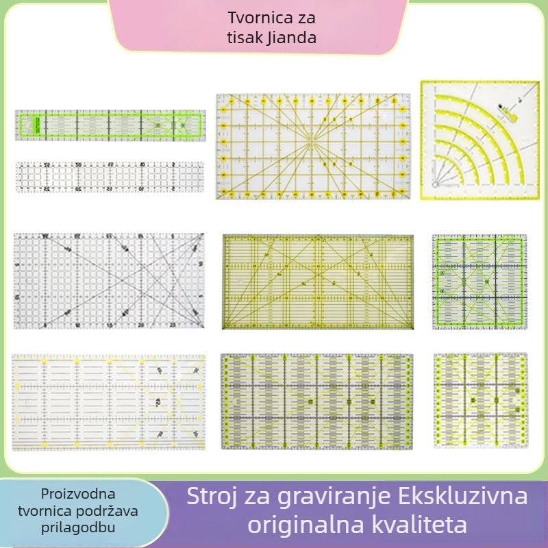 Akrilni mjerni alat za patchwork i krojenje odjeće, alat za rezanje tkanine, 15x30 cm