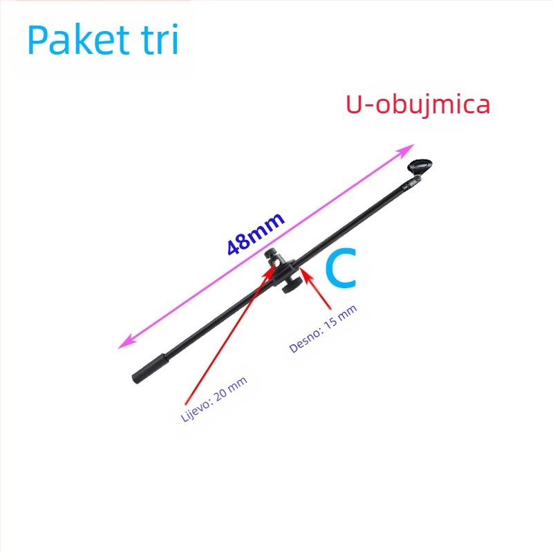Karaoke mikrofon s trojnožnim podnim stativom, klip za poprečni nosač, poseban držač za mikrofon i držač za telefon za prijenos uživo i fotografiranje